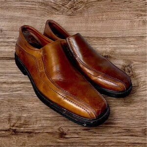 Johnston & Murphy Mens Tan Waterproof Leather Loafers Size 8.5M Slip-On Dress Sh